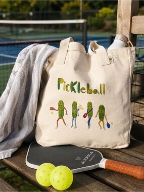 Unfortunate Portrait Pickleball Organic Cotton Canvas Tote Bag NWT $68